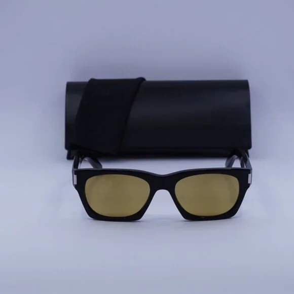 Saint Laurent SL402 010 Square Sunglasses - Black/Yellow display picture 1